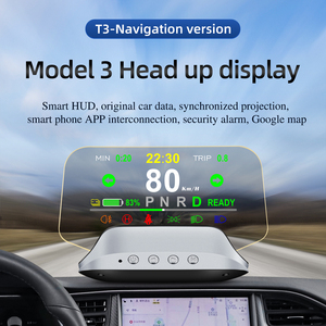 Support de téléphone portable pour <span class=keywords><strong>Tesla</strong></span> Model <span class=keywords><strong>3</strong></span> avec affichage GPS <span class=keywords><strong>HUD</strong></span> sur le pare-brise, Bluetooth et horloge, écran LED large - Product Image 3