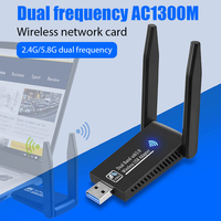 Adaptador WiFi USB 3.0 de 1300 Mbps sin Controladores, 2.4 GHz/5 GHz, Alta Ganancia, Doble Antena, WiFi 5G, Red Inalámbrica, Doble Antena de Alta Ganancia 5.8G