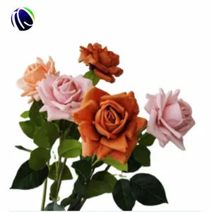 Roses artificielles décoratives en soie, Roses blanches en Latex, fleurs artificielles pour décoration de mariage