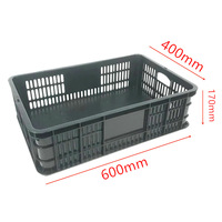 Cesto de Armazenamento Plástico Perfurado Ventilado Preto com Alças para Transporte de Produtos em Supermercados