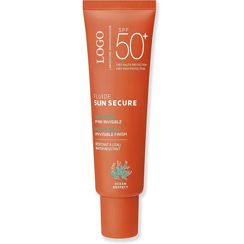 Etiqueta privada Protector solar Facial Cuerpo Crema de protección solar para pieles sensibles Crema solar 50 + con protección de espectro ultra