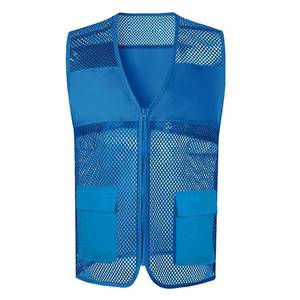 Chaleco de malla sin mangas, amarillo fluorescente, verde, con doble bolsillo, ropa de trabajo transpirable para trabajo al aire libre - Product Image 2