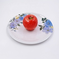 Assiettes plates rondes en mélamine écologiques avec motif floral personnalisé, vaisselle en plastique de différentes tailles pour la restauration
