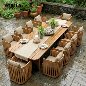 Set <span class=keywords><strong>da</strong></span> Pranzo <span class=keywords><strong>da</strong></span> Giardino in Teak per Esterni, Mobili <span class=keywords><strong>da</strong></span> Patio Moderni Resistenti alle Intemperie, <span class=keywords><strong>Tavolo</strong></span> <span class=keywords><strong>da</strong></span> Pranzo in Legno, Set <span class=keywords><strong>da</strong></span> <span class=keywords><strong>12</strong></span> Pezzi - Product Image 4