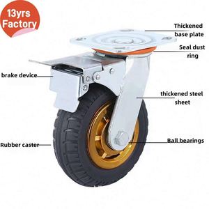 Heavy Duty <span class=keywords><strong>Industrial</strong></span> 8 Polegada 200mm Rodízio Roda De Borracha Preta Roda Castor 3 '4' 5 '6' 8 'Giratória Tipo Rodízios De Rolo De Aço - Product Image 3