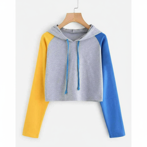 Haut court brodé en molleton respirant en polyester/coton pour femmes personnalisé Sweat à capuche court d'entraînement de gymnastique grande taille doublure de printemps automne - Product Image 1
