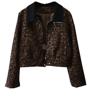 2025 <strong>Petite</strong> Womens Fall Winter Leopard Print <strong>Jacket</strong> Cropped <strong>Biker</strong> Style Edgy Faux Leather Motorcycle Short Coat - Product Image 6