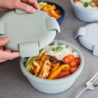 Boîte à lunch pliable en silicone, étanche, compatible micro-ondes et congélateur, récipient de stockage alimentaire bento pour le bureau, l'école et la préparation des repas