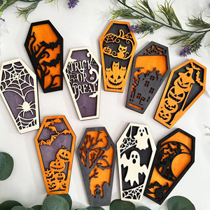 Ataúdes de Madera al por Mayor para Halloween, Juguetes de Ataúd de Gato Negro Cortado con Láser para Halloween, Ataúd de Casa Espeluznante, Decoración de Halloween - Product Image 1