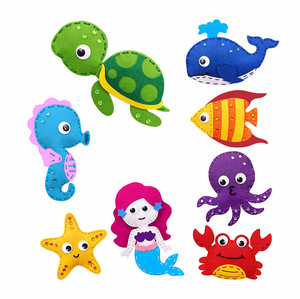 Débutant enfants bricolage animaux de la mer <span class=keywords><strong>sirène</strong></span> feutre en peluche Kit fournitures d'art éducatif pour garçons filles faire leur propre océan pour la couture - Product Image 1