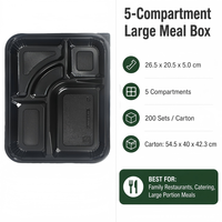 Emballage de fast-food jetable à emporter boîtes d'emballage pour déjeuner à échantillon gratuit en plastique à 5 compartiments
