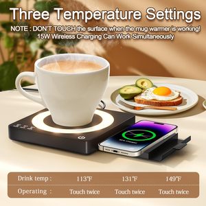 2024 usine meilleure qualité 55 degrés <span class=keywords><strong>chargeur</strong></span> sans fil 15W métal tasse chauffage type-c Port meilleure qualité tasse à café plus chaud caboteur - Product Image 3