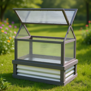 Kit de Jardinière Surélevée en Bois Gris avec Serre Intégrée 35,5 x 22,5 x 38,25 Pouces pour Jardinage - Product Image 2