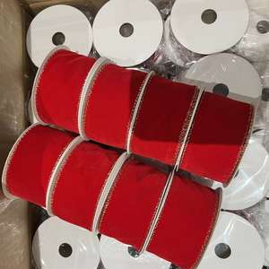 100% Polyester anpassbare karierte rote Samtband <span class=keywords><strong>2</strong></span> 1/<span class=keywords><strong>2</strong></span> Zoll breit 10 Yards lang für Weihnachten Home Decor Kränze - Product Image 5