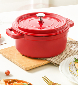 Bán buôn hiện đại thân thiện với môi gang <span class=keywords><strong>Cookware</strong></span> Set tráng men lò Đỏ Hà Lan hình dạng soong lẩu máy rửa chén an toàn - Product Image 2