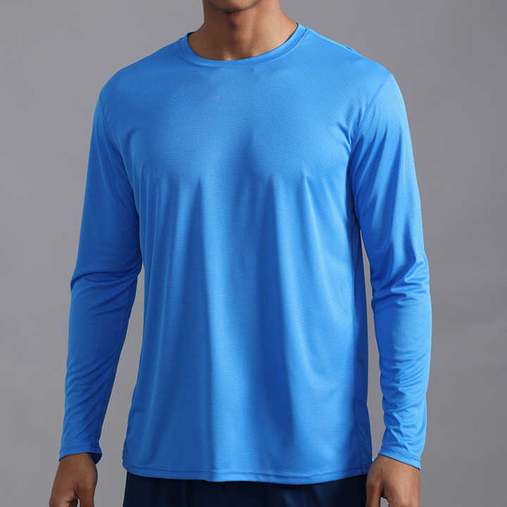 Custom Print Logo Workout Long Sleeved Shirts Men 100% Polyester Casual ...