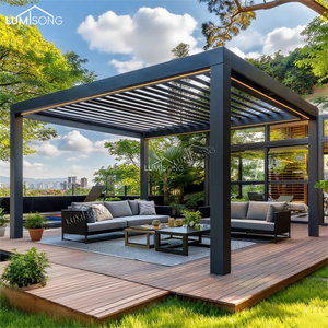 ศาลาพักผ่อนกลางแจ้งอลูมิเนียมแบบกำหนดเอง แข็งแรงทนทาน พร้อมไฟ LED ดีไซน์จากธรรมชาติ สำหรับสวนและกิจกรรมกลางแจ้ง - Product Image 4