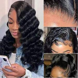 Cabello Virgen Ondulado Profundo de 14-40 Pulgadas para <span class=keywords><strong>Pelucas</strong></span> con Frente de Encaje 13X4, Encaje Transparente, Cabello de Bebé para <span class=keywords><strong>Mujer</strong></span> - Product Image 2