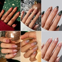 BTArtbox doux Gel XCOAT 3D Floral presse sur les ongles en gros court amande fait à la main bleu français pointe faux ongles