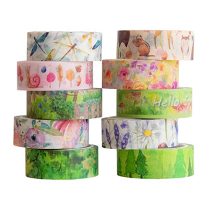 เทปวาชิลายดอกไม้และสัตว์ 5 ม. x 15 มม. 10 ม้วน สำหรับตกแต่งสมุดบันทึกและงานฝีมือ - Product Image 5