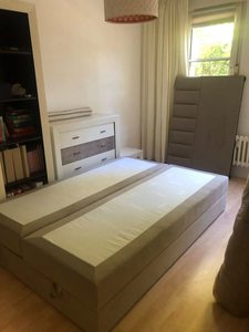 <span class=keywords><strong>Lit</strong></span> moderne avec sommier tapissier en velours, <span class=keywords><strong>rangement</strong></span> sous le <span class=keywords><strong>lit</strong></span>, vérin à gaz, capitonnage en velours / Bois / Éponge / Base à ressorts ensachés - Product Image 4