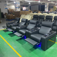 Luxus Einzels itz elektrische Kopfstütze Liege Heimkino Sofa Diamant Theater Möbel Echt leder Stuhl Wohnzimmer Sofa