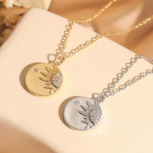 Collar con Colgante de Girasol, Diamantes, Cadena de Bambú y Cobre, Diseño Exclusivo, para Parejas y <span class=keywords><strong>Amigos</strong></span>, Cadena Versátil para Clavícula - Product Image 2