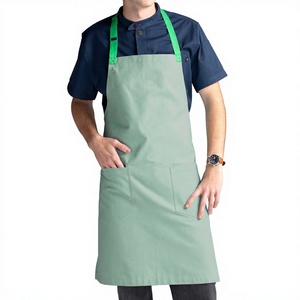 Tablier de chef RioLeaf personnalisé en toile vert sauge avec bretelles contrastantes vert vif, tablier unisexe pour uniformes de personnel de restaurant et de bar - Product Image 5