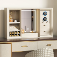 Table de maquillage électrique moderne pour intérieur avec miroir LED et remontoir de montres, bureau de maquillage intelligent à élévation automatique avec rangement