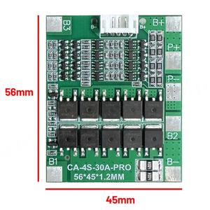Carte de protection contre les surcharges et les décharges excessives pour batterie au lithium 18650 11.1V 14.8V série 4 CA-4S-30A-PRO - Product Image 1