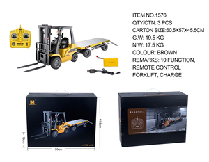 Huina 1/10 schaal 10CH 1576 Alloy heftruck met vlakke laadbak, semi-constructievrachtwagen, RC bouwvoertuigmodel - Product Image 6