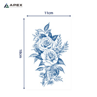 Autocollant de tatouage temporaire semi-permanent à base de jus végétal, 80 motifs, 110x180mm, phosphorescent, motif rose