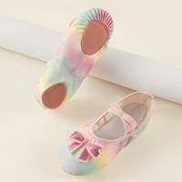 Chaussons de danse BW69 à nœud papillon pour enfants, dégradé de couleurs, semelle souple, patte de chat, pour filles, entraînement et spectacle, vente en gros
