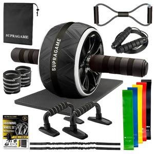 Set Combinado <span class=keywords><strong>de</strong></span> 7 Piezas para Ejercicio <span class=keywords><strong>en</strong></span> <span class=keywords><strong>Casa</strong></span>: Rueda Abdominal F-06, Cuerda para Saltar y Soportes para Flexiones - Product Image 2