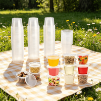 Contenants alimentaires en plastique transparents jetables en gros avec couvercles, mini-pots à portions pour sauces, desserts, bonbons et épices
