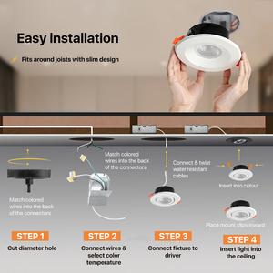 Ac120v Gimbal phong cách lõm Downlight thay đổi độ sáng 5cct có thể điều chỉnh Gimbal potlight 4 inch - Product Image 3