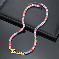 Bijoux en gros or nom personnalisé collier pendentif en argile polymère
