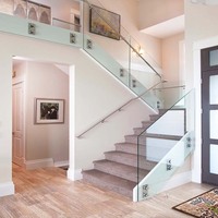Clôture en verre trempée pour escaliers, chemin durcissant pour escaliers intérieur, prix au mètre, européen