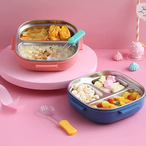Lonchera Portátil de Acero Inoxidable 304 con Tapa de Plástico y Compartimentos Divididos para Niños Pequeños - Envase de Alimentos Hermético y Libre de BPA - Product Image 3