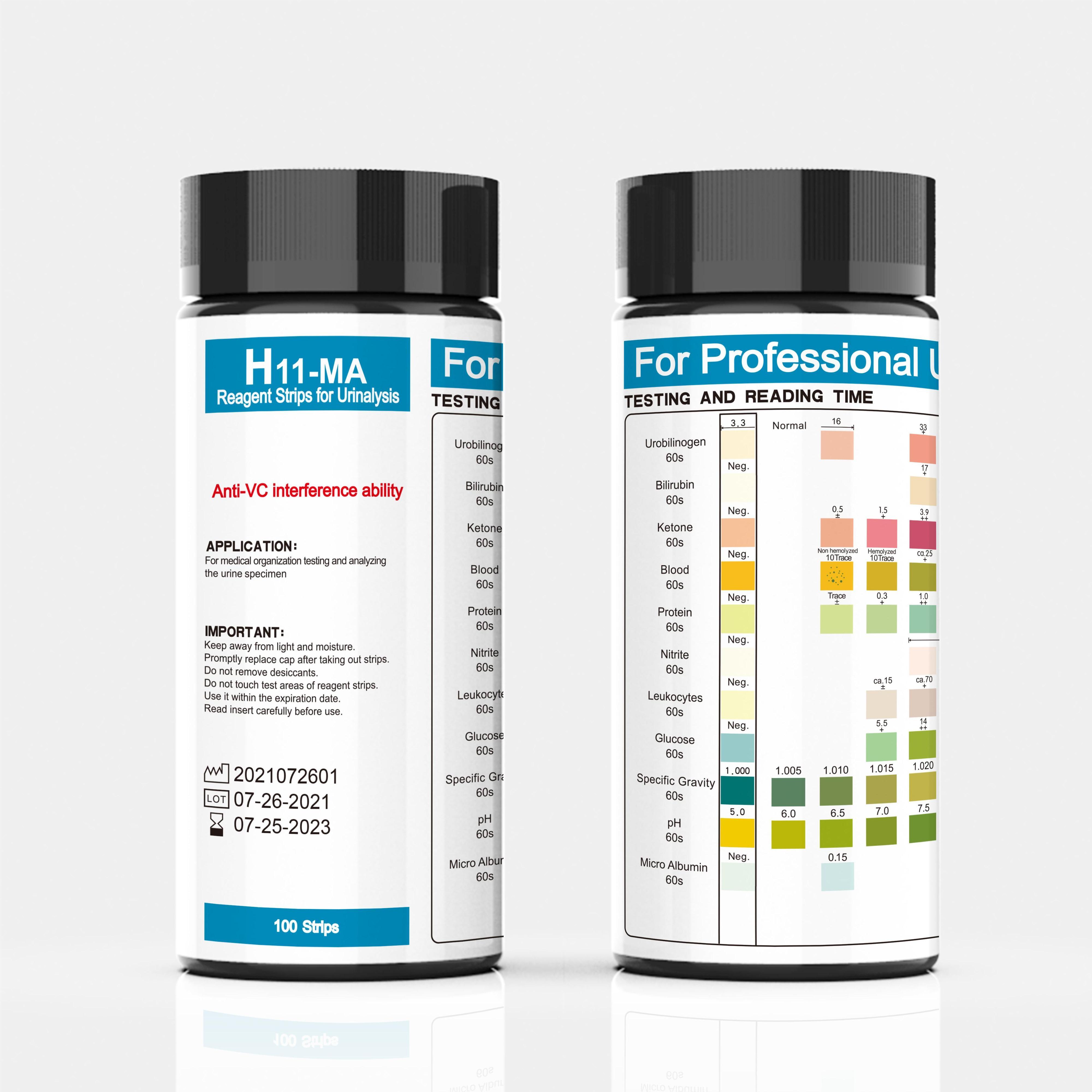 Customized 11 Parameter Urine Test Strips Reagent Strips for Urinalysis URS-11MA