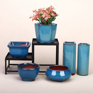 Mini pot en céramique pour plantes succulentes, pot de fleurs en glaçure bleue Jun de Yixing Zisha, pot de pépinière pour bonsaï de balcon, vente en gros d'usine - Product Image 2
