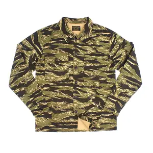 Camisa manga longa camuflada tigre dourado do vietnã, uniforme de cadets camuflagem