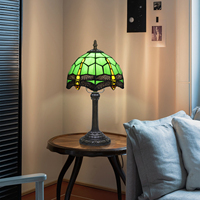 Lampe de table en verre teinté en forme de libellule verte, style méditerranéen haute couture, personnalisable, pour décoration d'angle de canapé