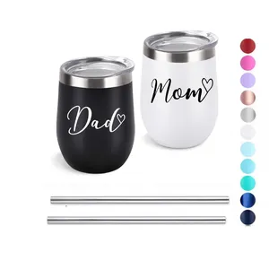 Dad /Mom Gifts 12 OZ 350 Ml Double Wall Insulated Stainless Steel Egg Shape Custom Wine Tumbler