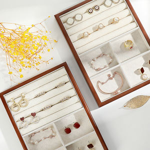Bandeja organizadora de joyas WEIMEI, bandeja organizadora de joyas de madera de tela, bandeja organizadora de joyas para cajón, anillo, almacenamiento de joyas - Product Image 6