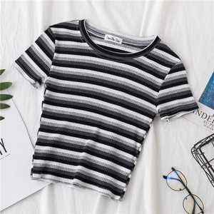 New T Shirt <strong>Women</strong> <strong>Rainbow</strong> Striped <strong>Tops</strong> Slim Fit t Shirt Harajuku Tshirt Summer Short Sleeve Korean T-shirt Feminina Clothes <strong>Tops</strong> - Product Image 2