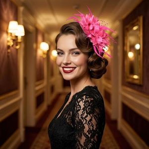 Accessoires de cheveux de mariage pour femmes, fascinators, chapeaux de théière, bandeaux à plumes et perles - Product Image 2