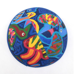Kippa en pur coton personnalisée, bonnet imprimé color-block à motif de dessin animé, casquettes religieuses juives élégantes et personnalisées pour l'extérieur - Product Image 2