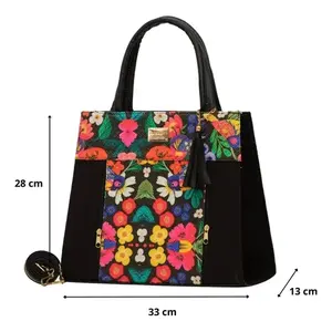 Sac fourre-tout en jute noir pour femme Emiliana, taille moyenne, motif léopard, avec fermeture éclair, pour la publicité - Product Image 3
