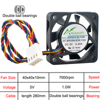 Ventilateur axial ACP4010-B5PWM ACP4010-12-PWM 4cm 40mm 40x40x10mm DC5V/12V 4 broches 9800 tr/min pour refroidissement du processeur Raspberry Pi